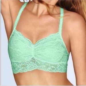 PINK Victoria's Secret bralette mint green aqua lace pullover T back lined
